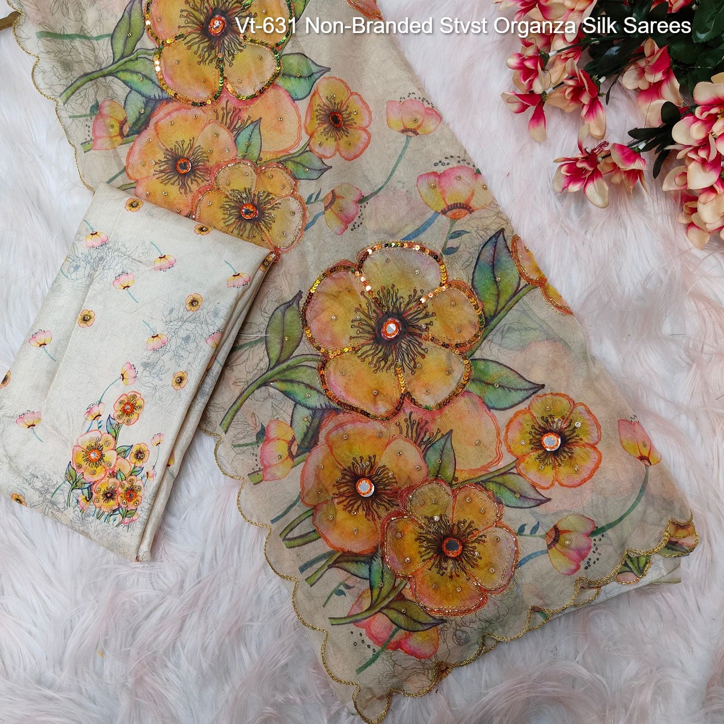 Vt-631 Non-Branded Stvst Organza Silk Sarees