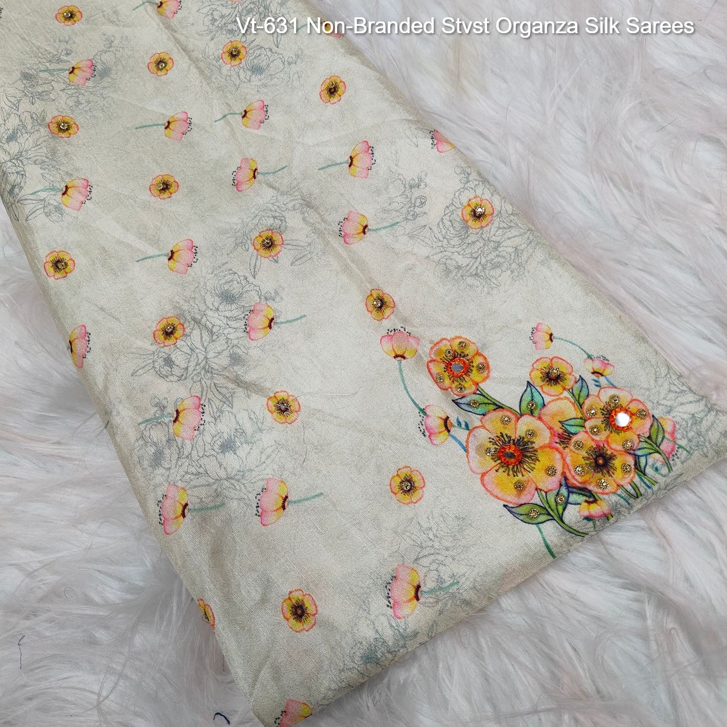 Vt-631 Non-Branded Stvst Organza Silk Sarees