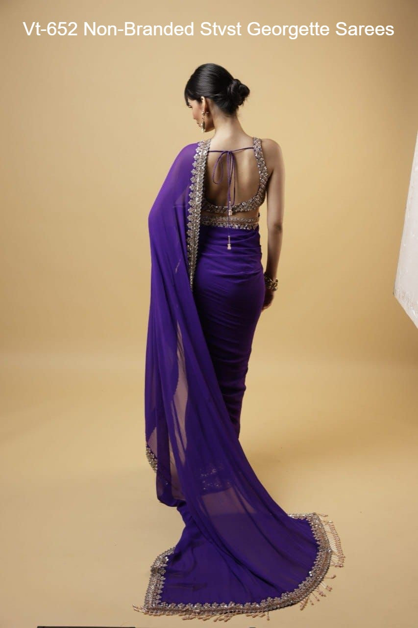 Vt-652 Non-Branded Stvst Georgette Sarees