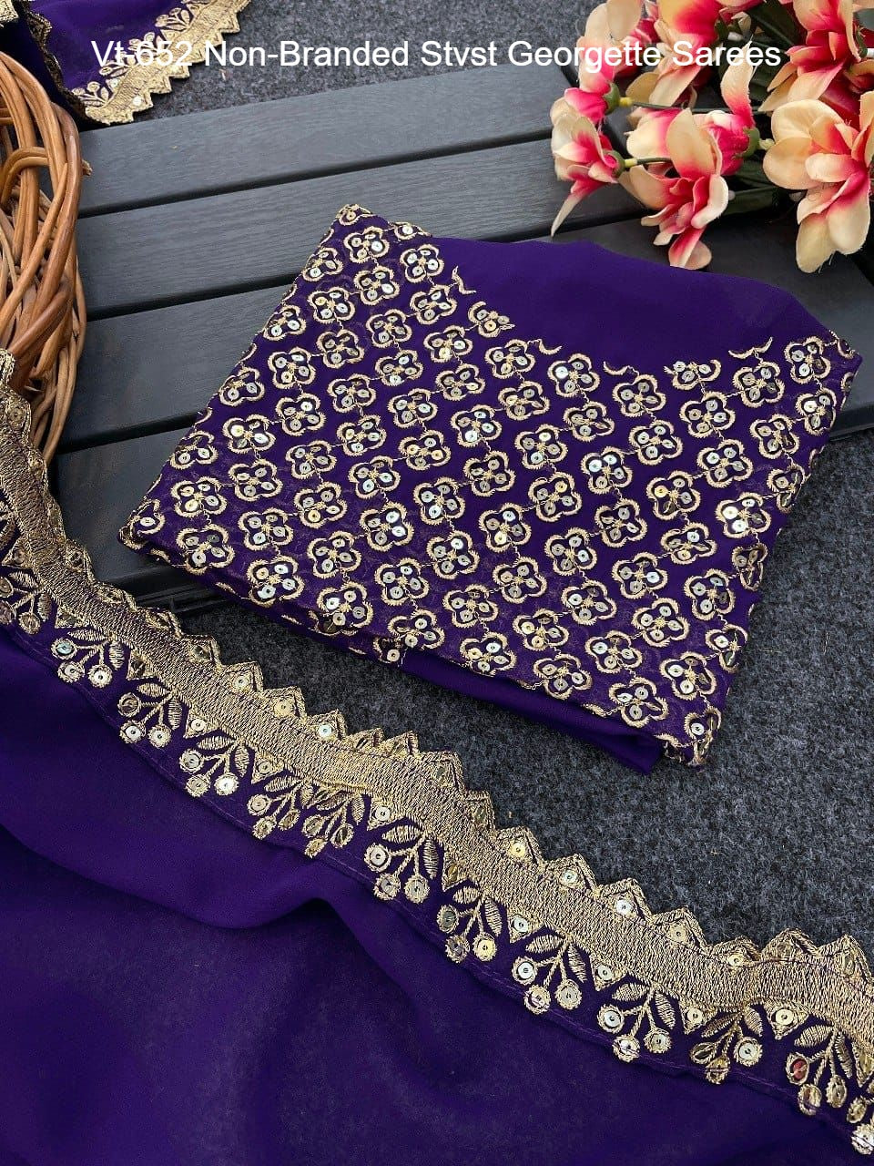 Vt-652 Non-Branded Stvst Georgette Sarees