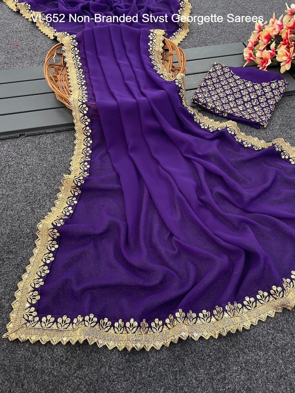 Vt-652 Non-Branded Stvst Georgette Sarees
