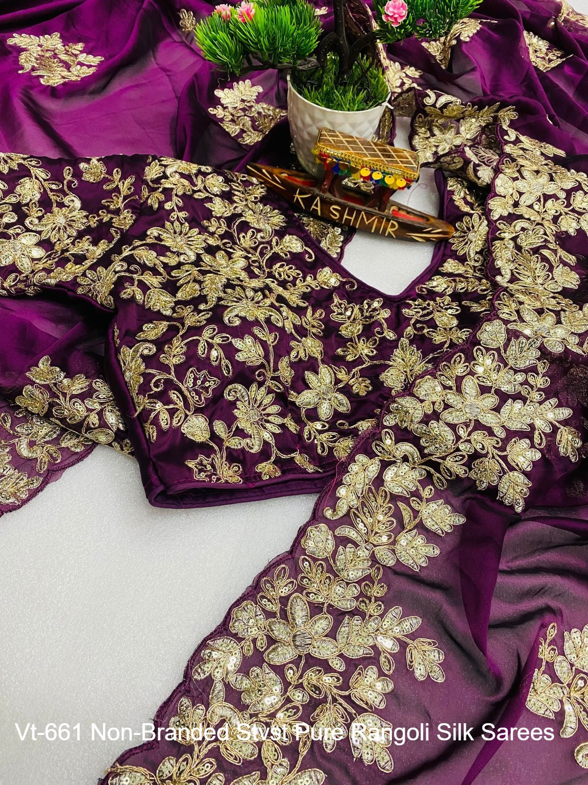 Vt-661 Non-Branded Stvst Pure Rangoli Silk Sarees