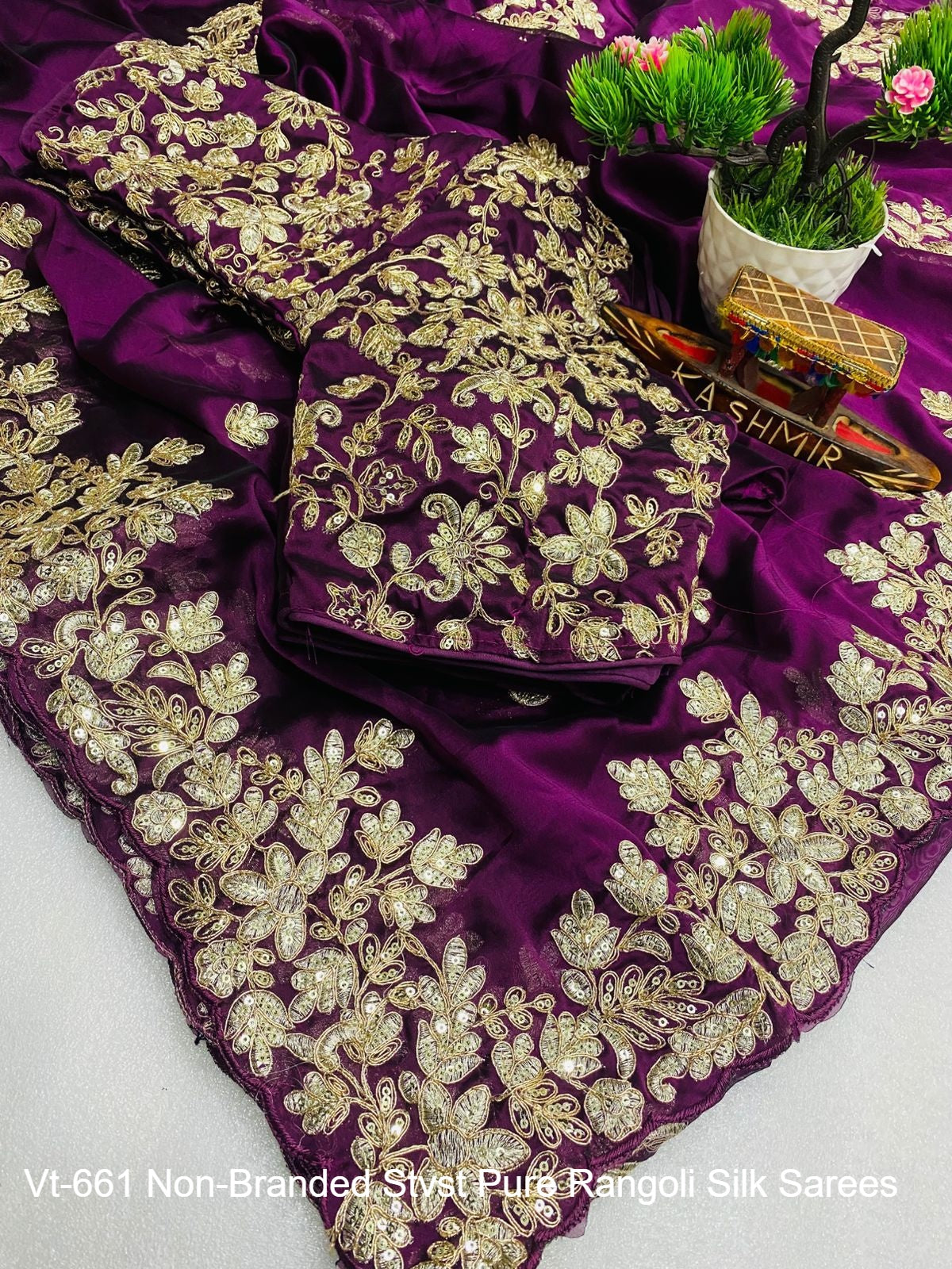 Vt-661 Non-Branded Stvst Pure Rangoli Silk Sarees
