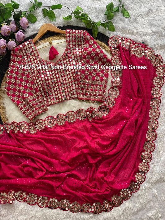 Vt-676 Mital Non-Branded Stvst Georgette Sarees