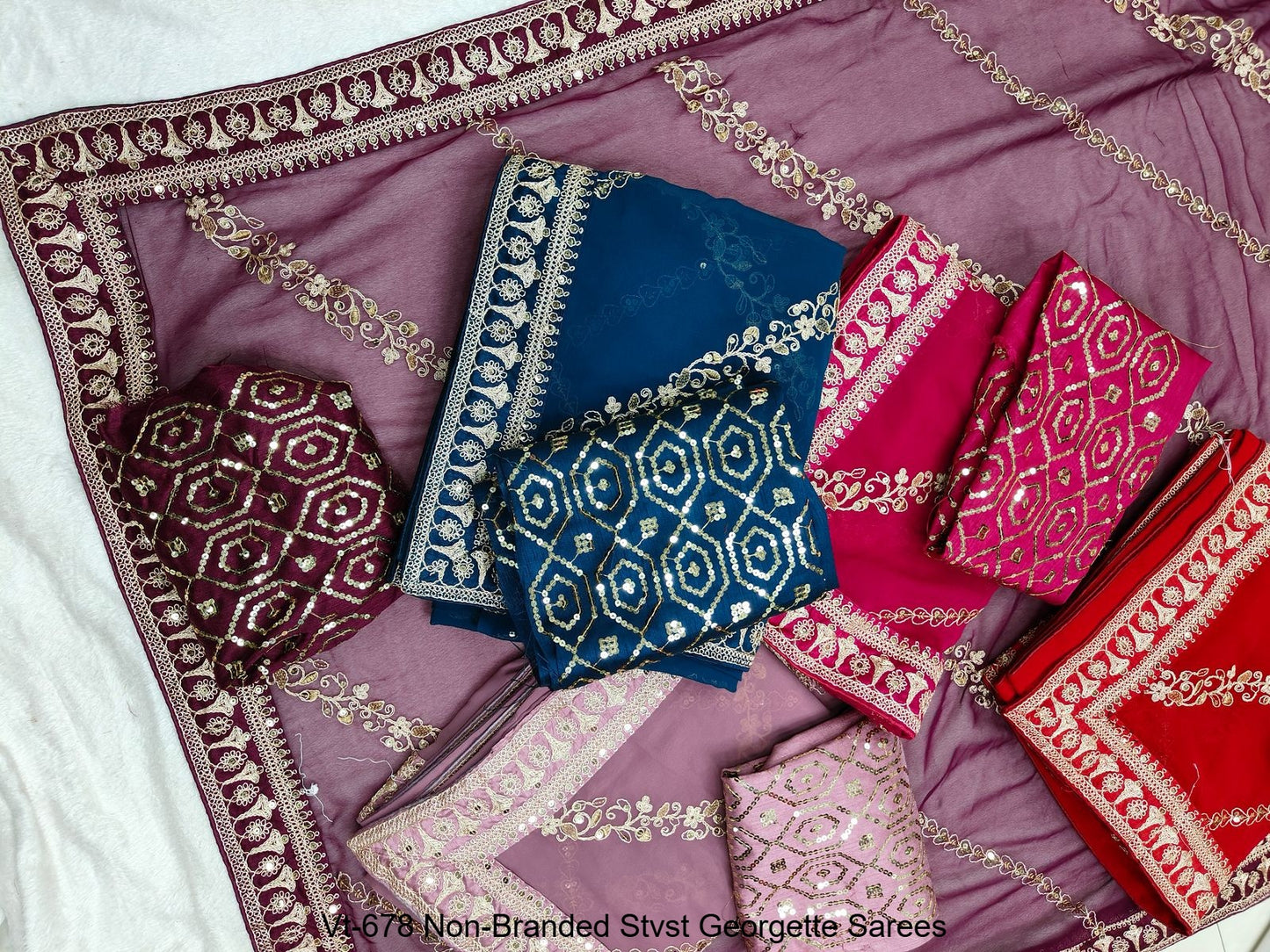 Vt-678 Non-Branded Stvst Georgette Sarees