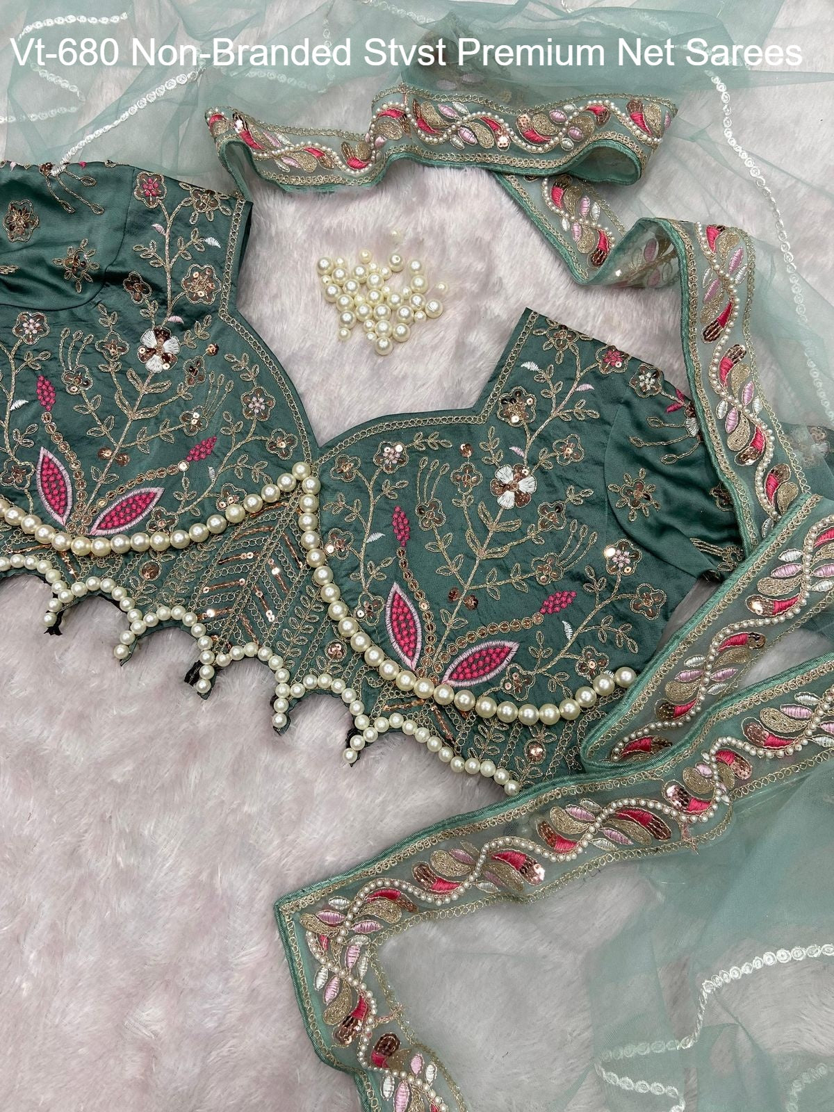 Vt-680 Non-Branded Stvst Premium Net Sarees