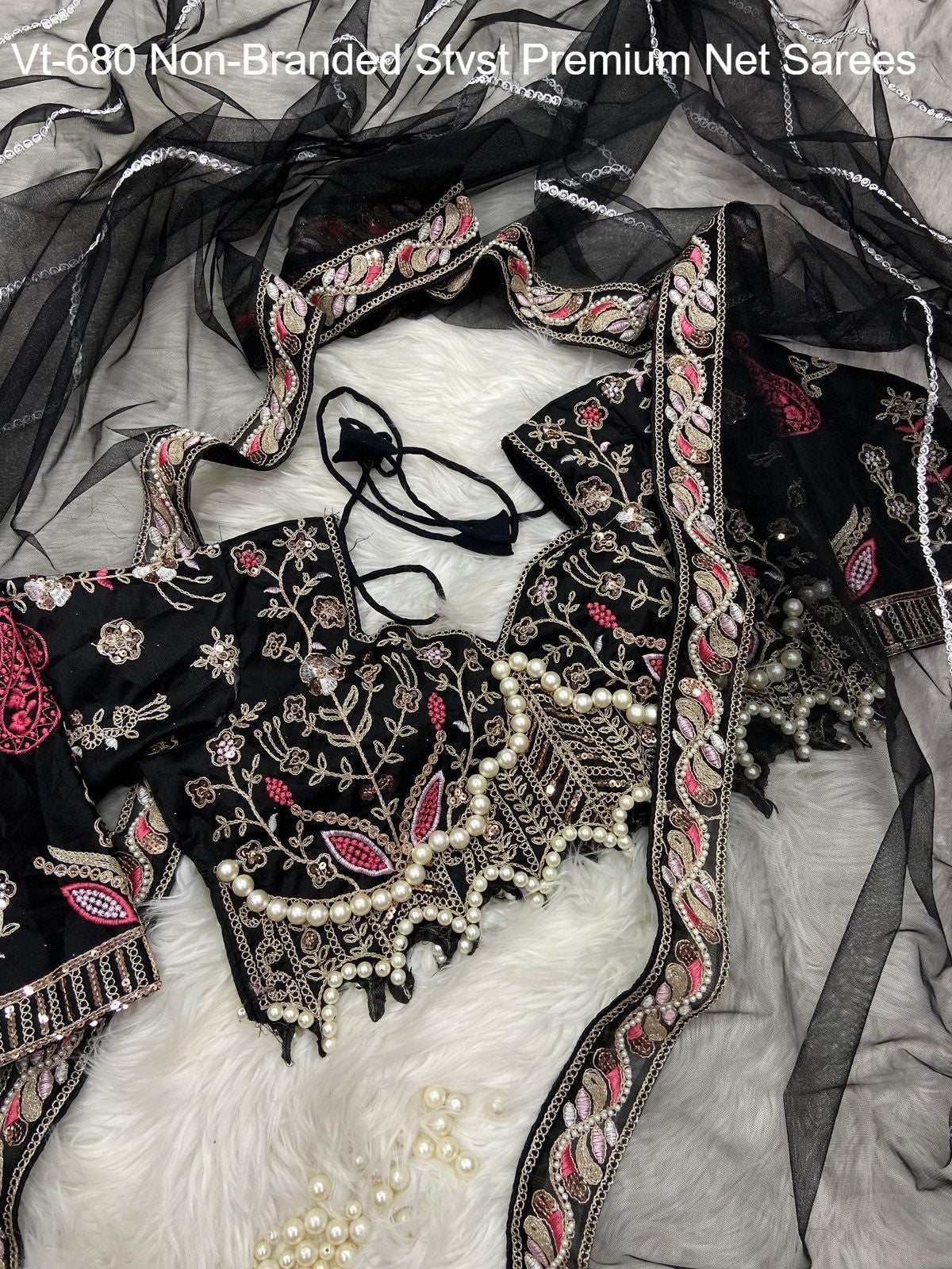 Vt-680 Non-Branded Stvst Premium Net Sarees