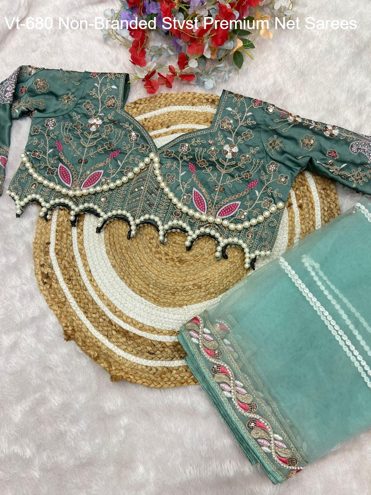 Vt-680 Non-Branded Stvst Premium Net Sarees