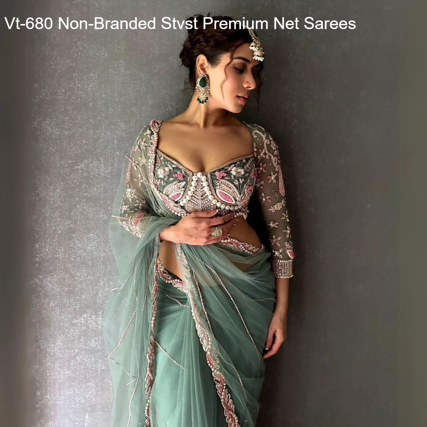 Vt-680 Non-Branded Stvst Premium Net Sarees