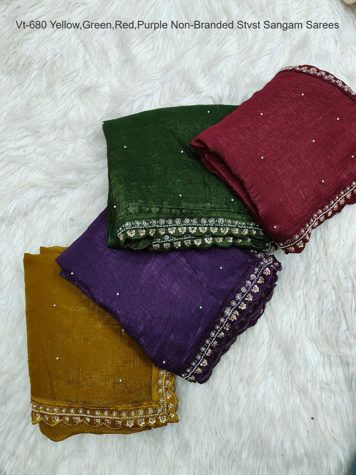 Vt-680 Yellow,Green,Red,Purple Non-Branded Stvst Sangam Sarees