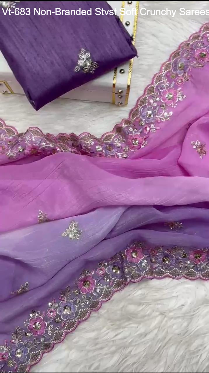 Vt-683 Non-Branded Stvst Soft Crunchy Sarees