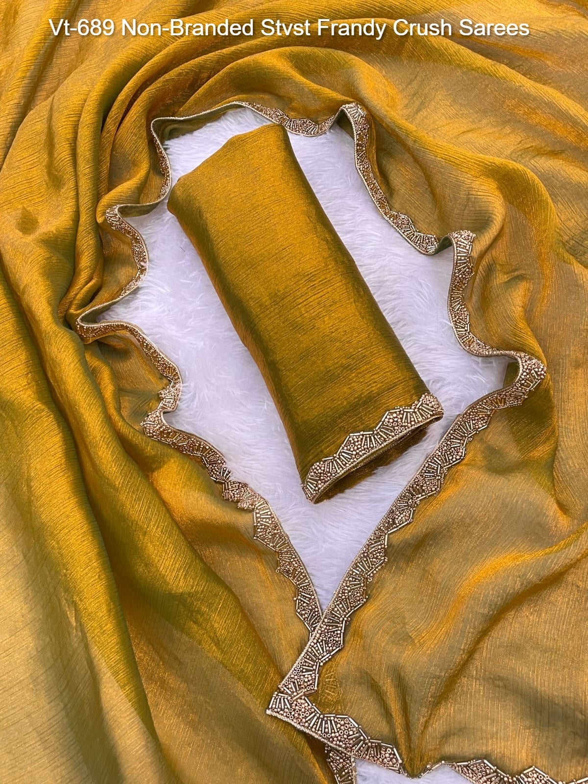 Vt-689 Non-Branded Stvst Frandy Crush Sarees