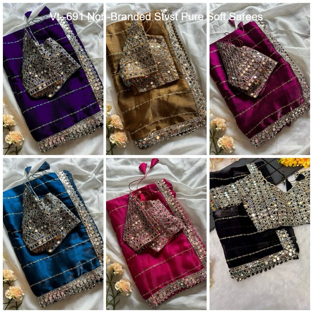 Vt -691 Non-Branded Stvst Pure Soft Sarees