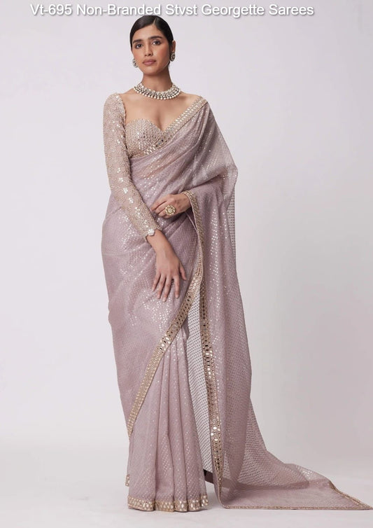 Vt-695 Non-Branded Stvst Georgette Sarees