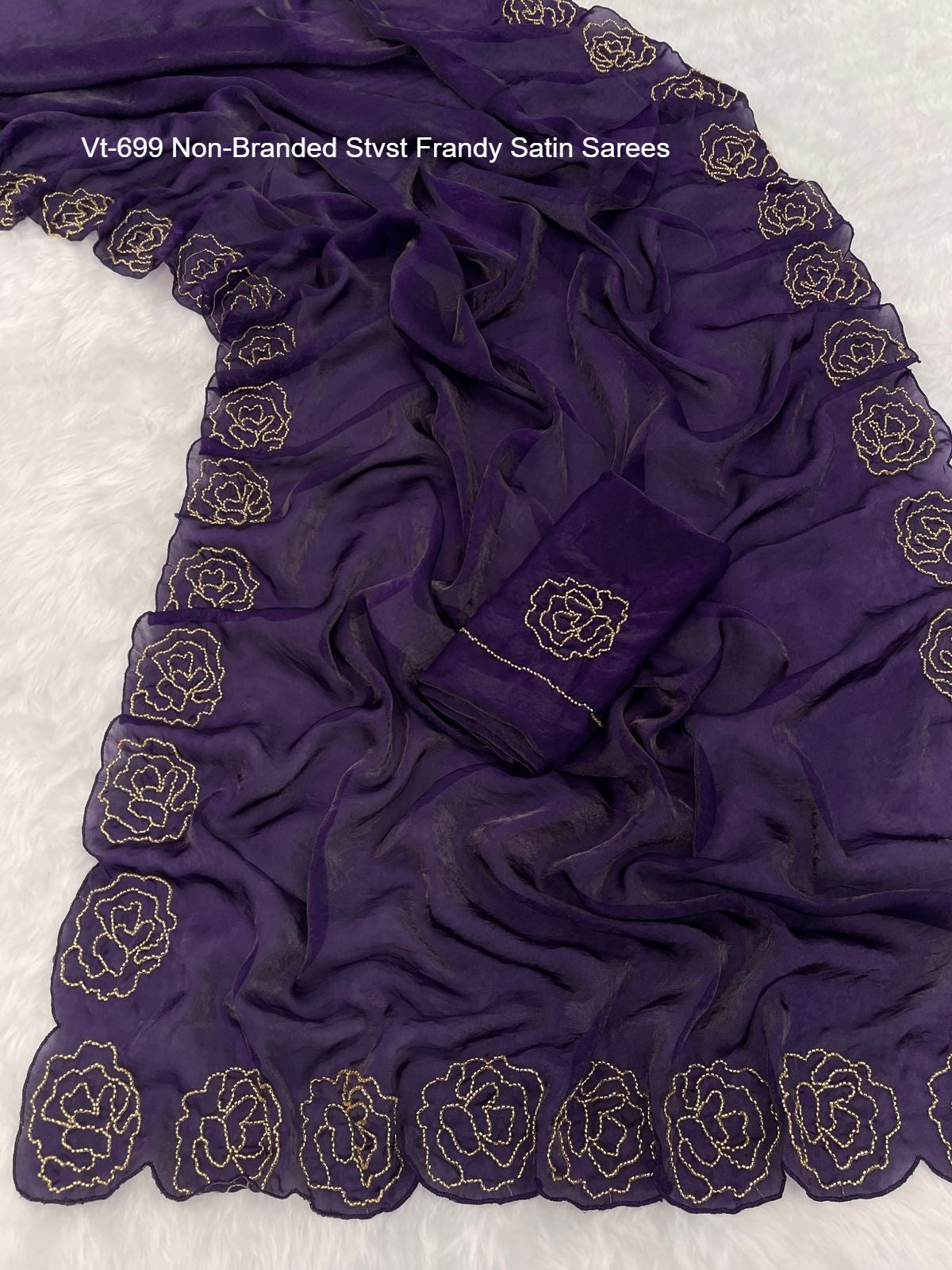 Vt-699 Non-Branded Stvst Frandy Satin Sarees