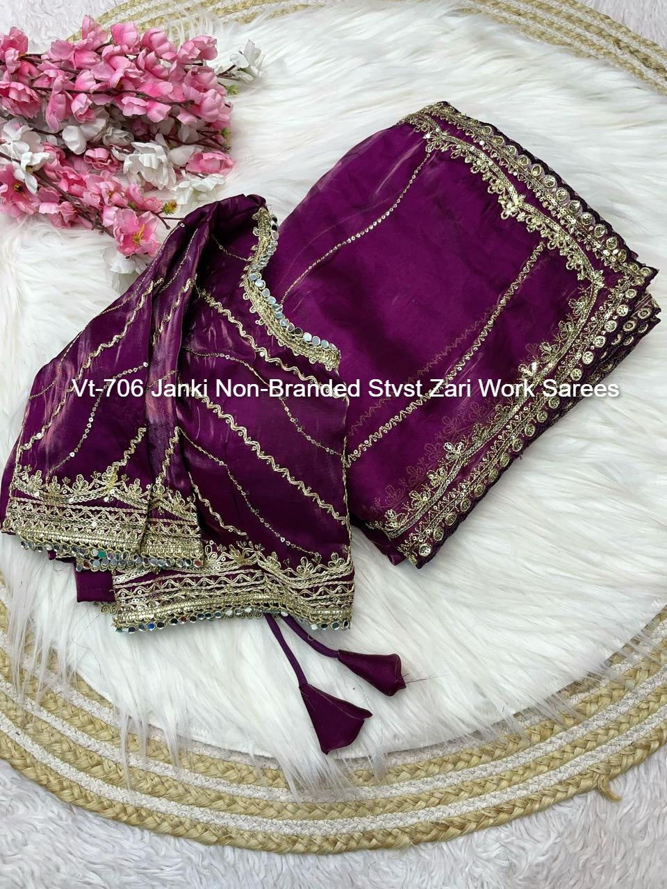 Vt-706 Janki Non-Branded Stvst Zari Work Sarees