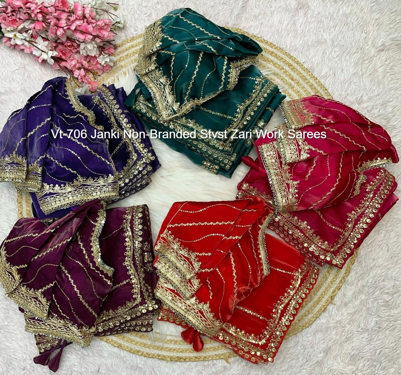 Vt-706 Janki Non-Branded Stvst Zari Work Sarees