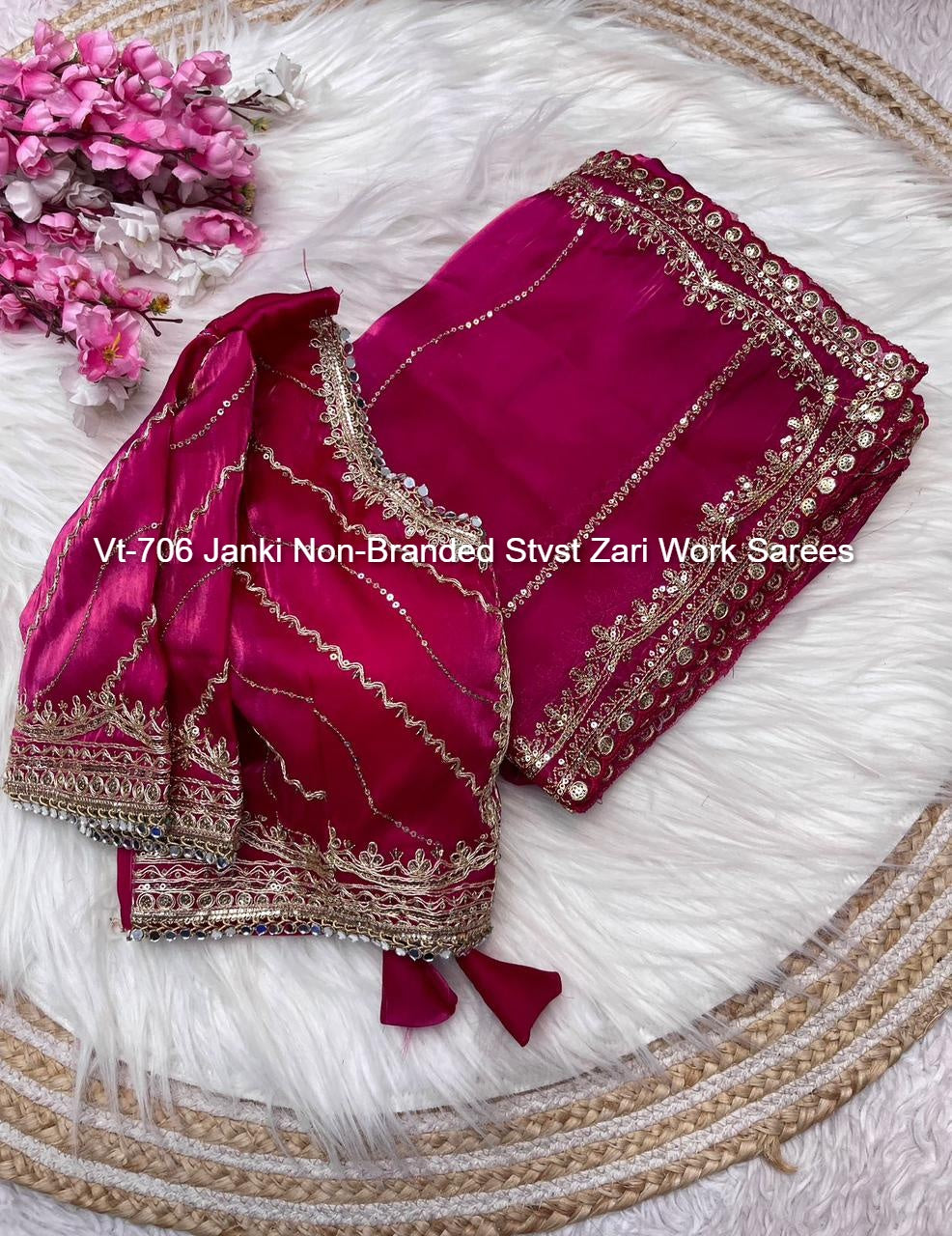 Vt-706 Janki Non-Branded Stvst Zari Work Sarees