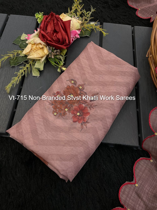 Vt-715 Non-Branded Stvst Khatli Work Sarees