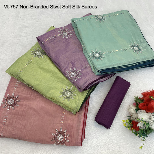 Vt-757 Non-Branded Stvst Soft Silk Sarees