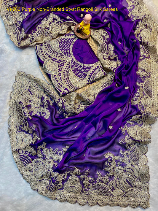 Vt-760 Purple Non-Branded Stvst Rangoli Silk Sarees