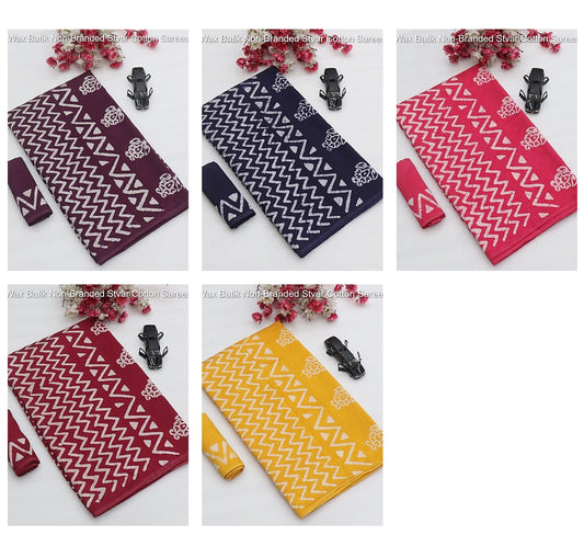 Wax Batik Non-Branded Stvar Cotton Sarees