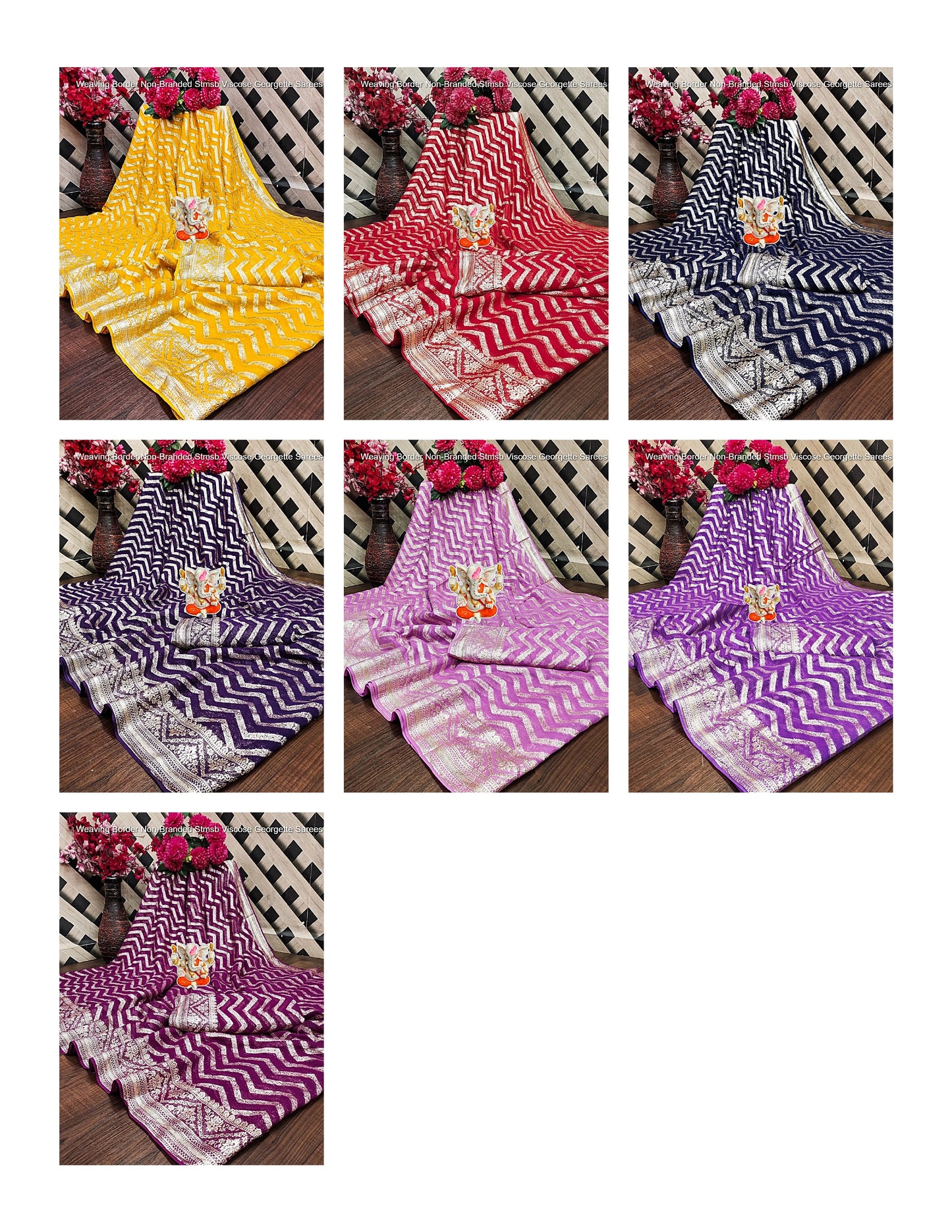 Weaving Border Non-Branded Stmsb Viscose Georgette Sarees