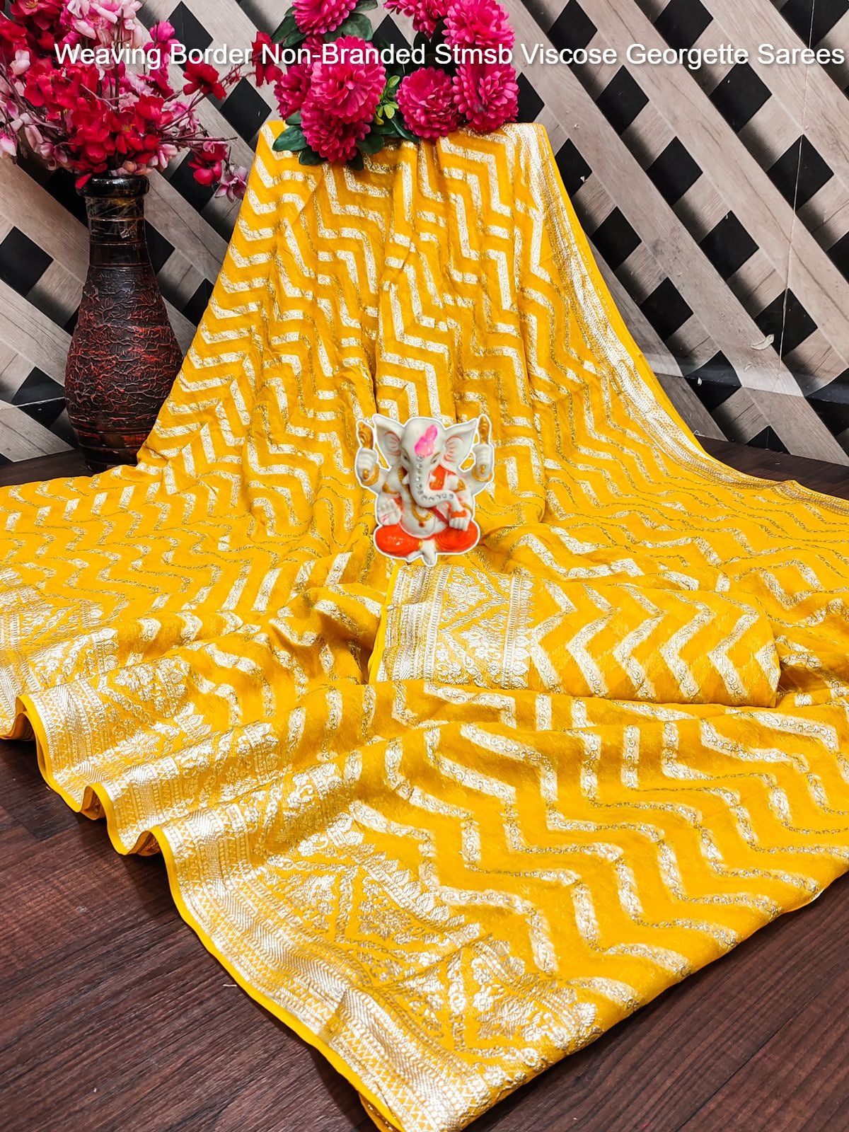 Weaving Border Non-Branded Stmsb Viscose Georgette Sarees