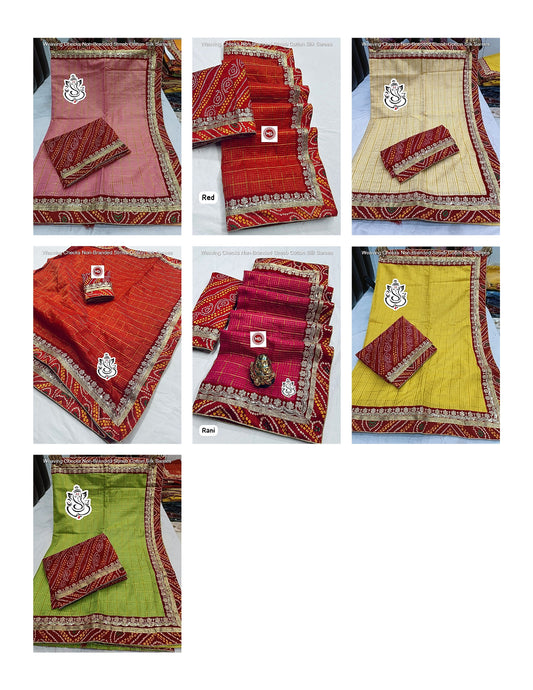 Weaving Checks Non-Branded Stmsb Cotton Silk Sarees