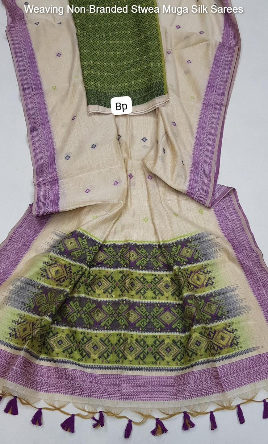 Weaving Non-Branded Stwea Muga Silk Sarees