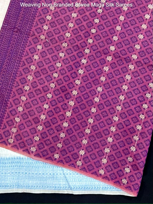 Weaving Non-Branded Stwea Muga Silk Sarees