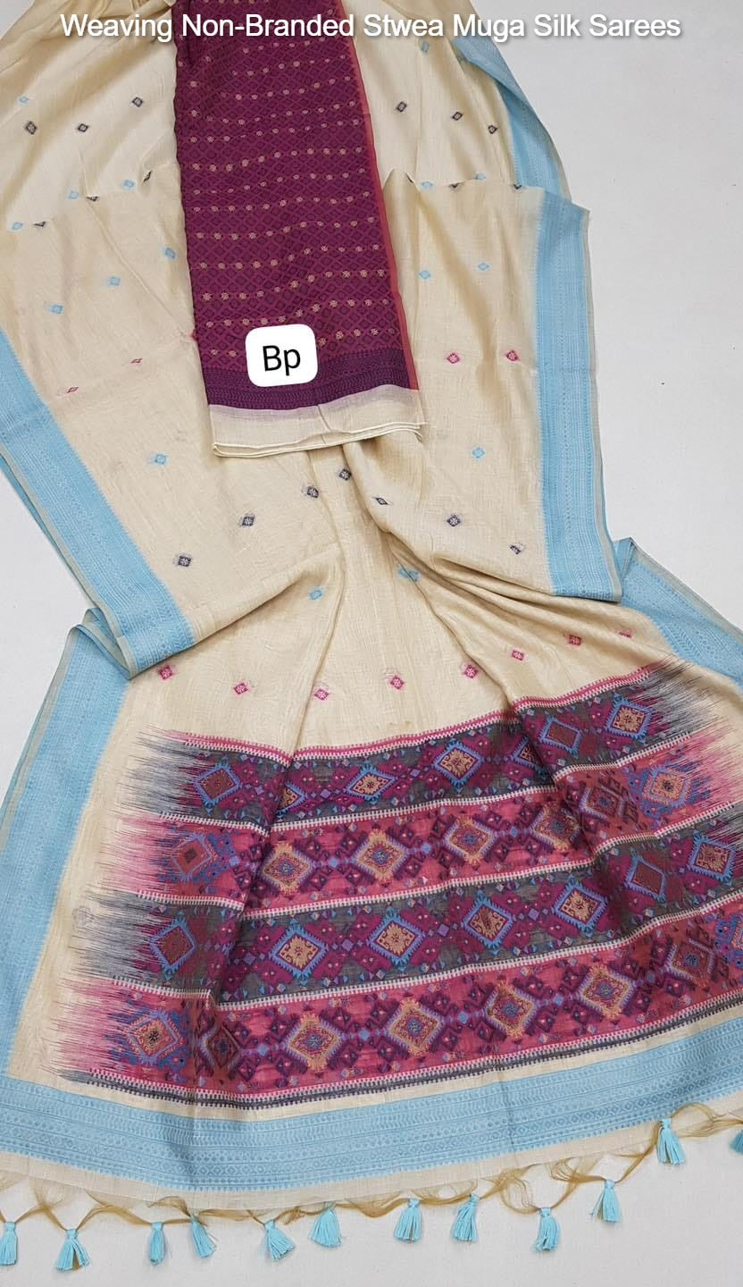 Weaving Non-Branded Stwea Muga Silk Sarees