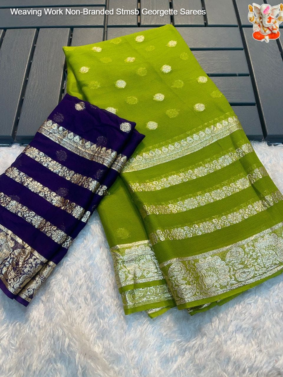 Weaving Work Non-Branded Stmsb Georgette Sarees