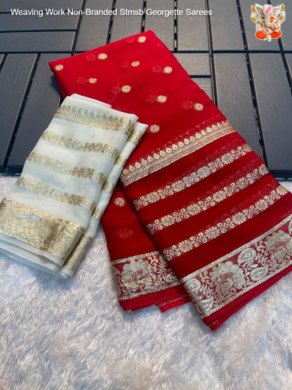 Weaving Work Non-Branded Stmsb Georgette Sarees