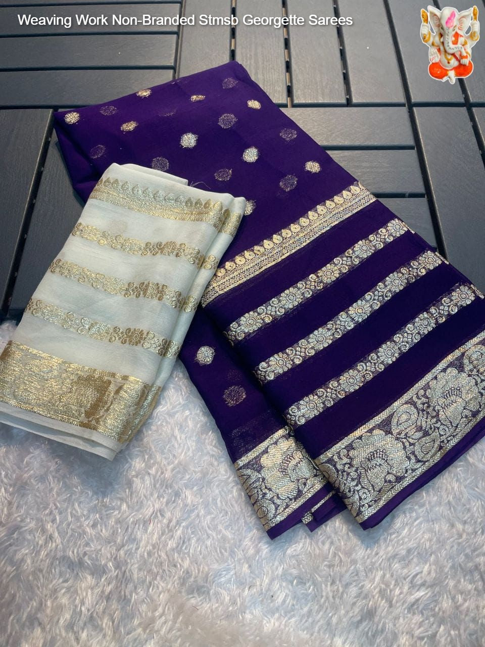 Weaving Work Non-Branded Stmsb Georgette Sarees