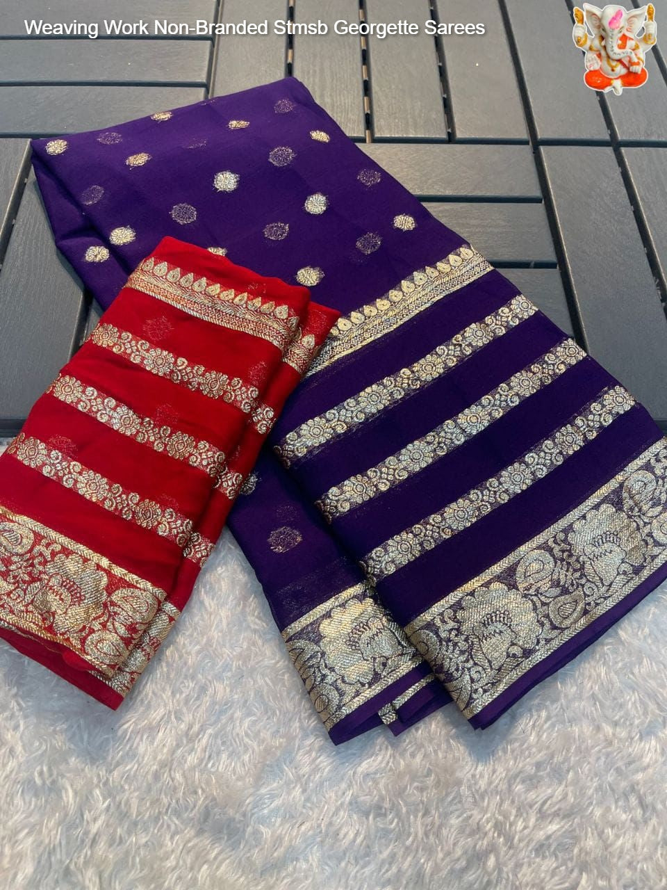 Weaving Work Non-Branded Stmsb Georgette Sarees