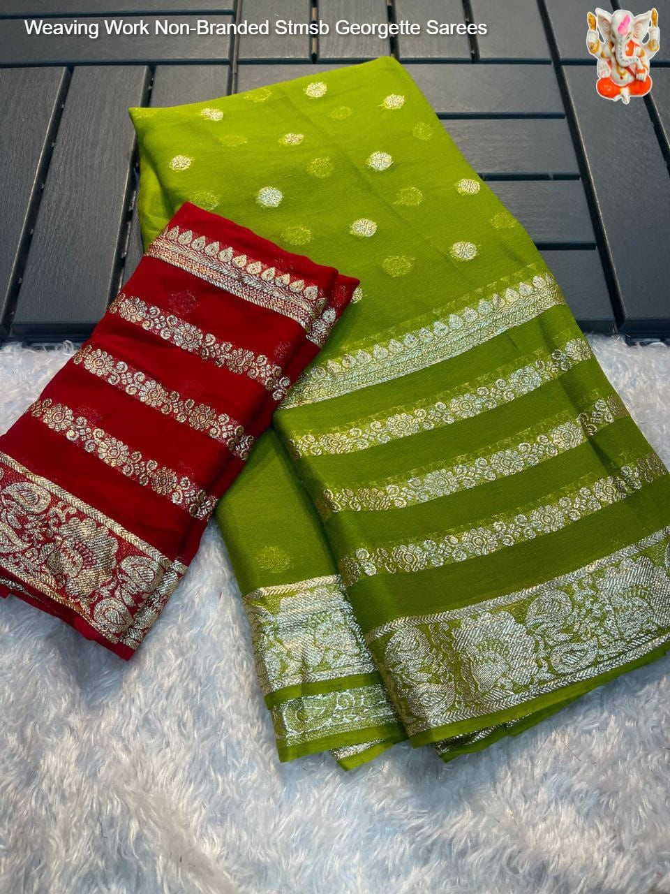 Weaving Work Non-Branded Stmsb Georgette Sarees