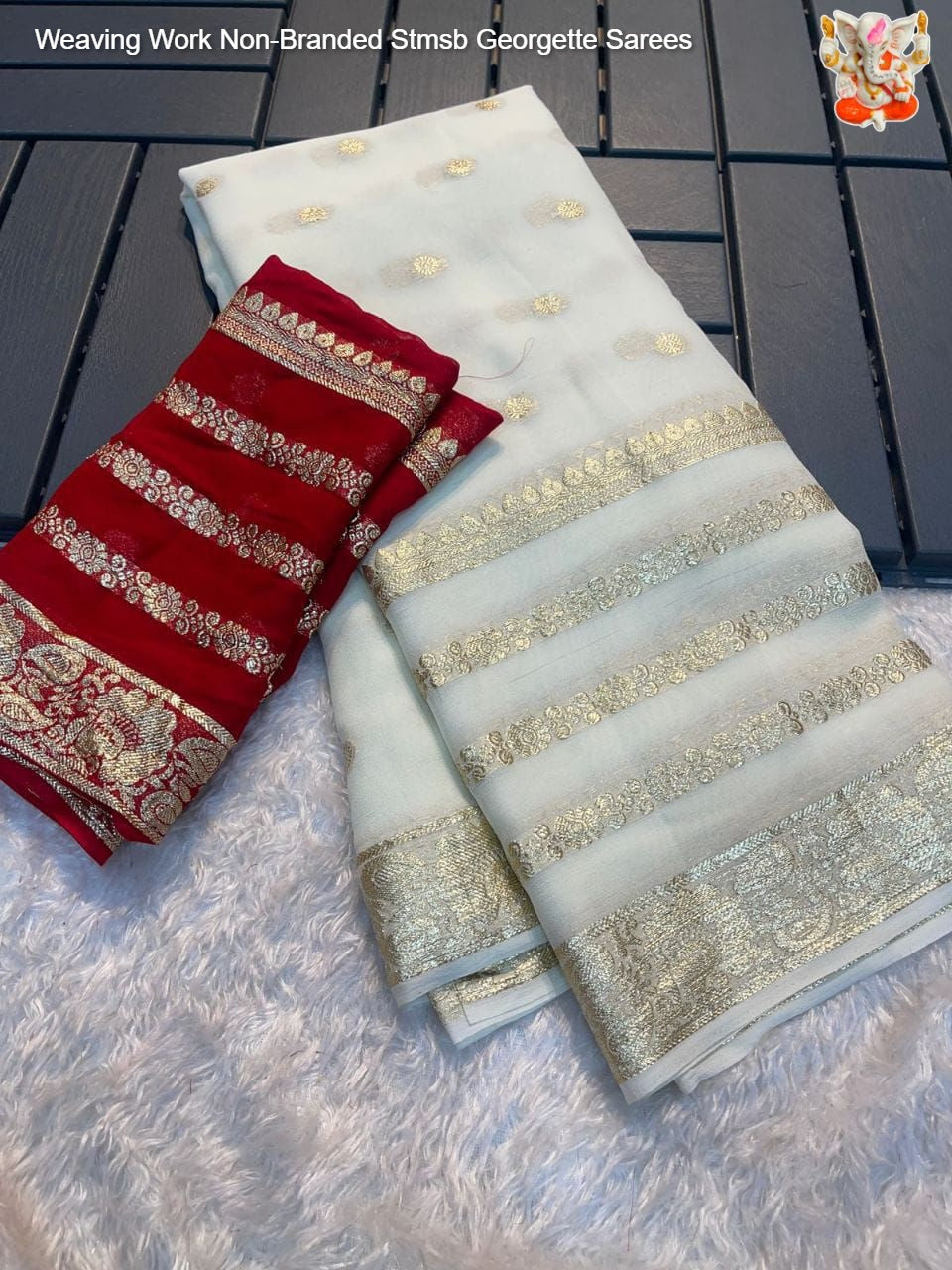 Weaving Work Non-Branded Stmsb Georgette Sarees
