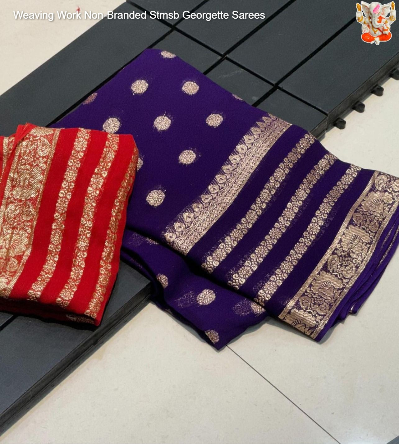 Weaving Work Non-Branded Stmsb Georgette Sarees