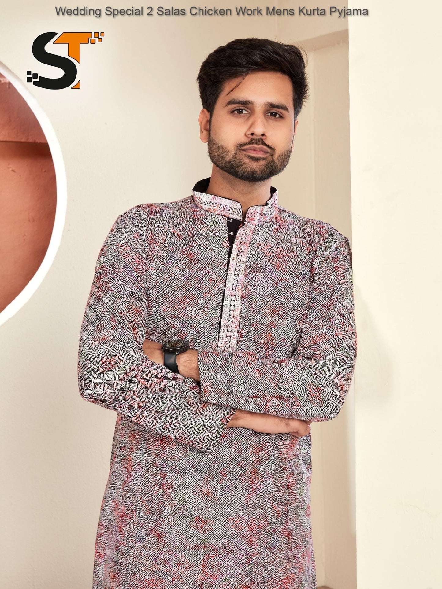 Wedding Special 2 Salas Chicken Work Mens Kurta Pyjama