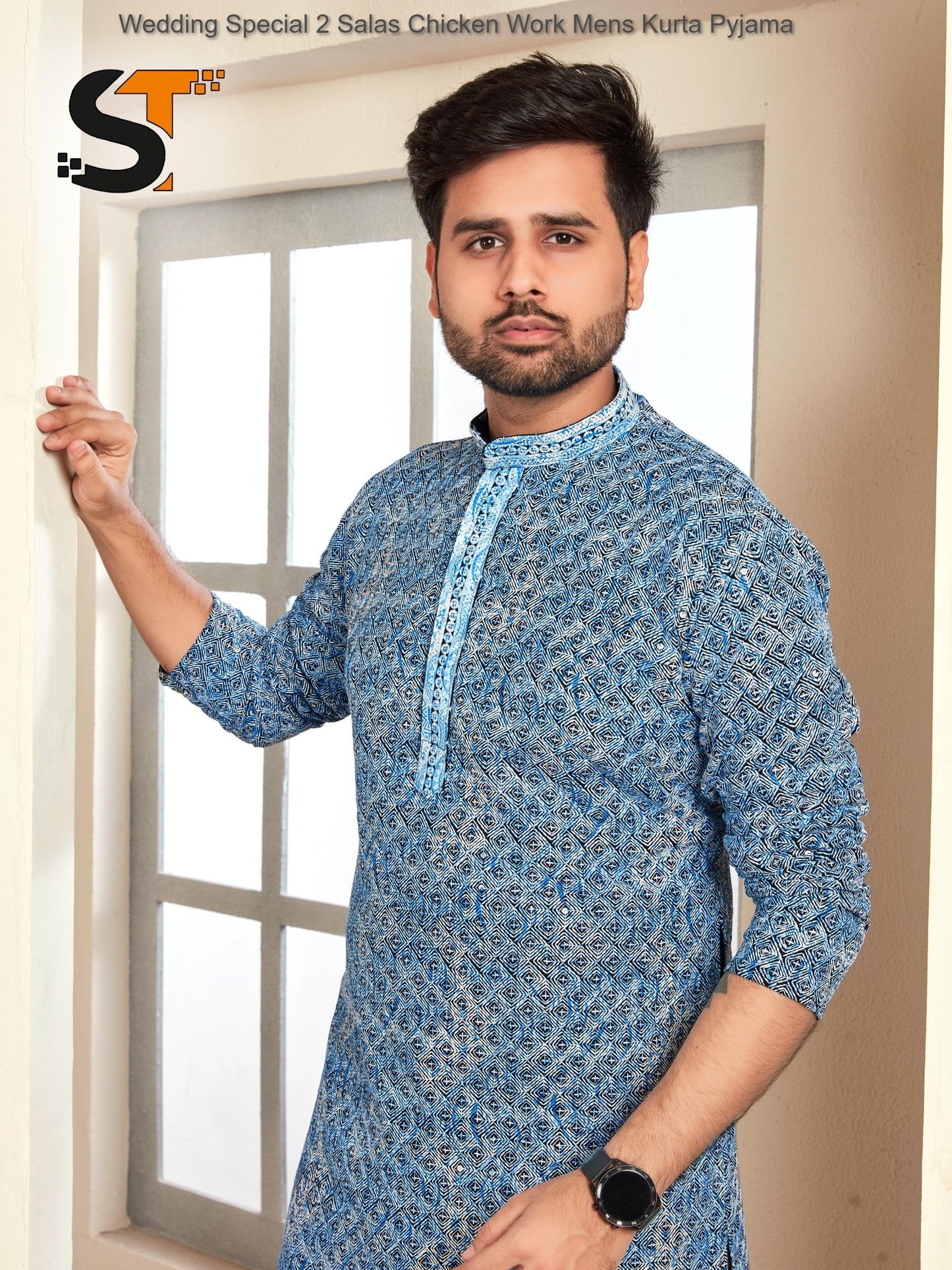 Wedding Special 2 Salas Chicken Work Mens Kurta Pyjama