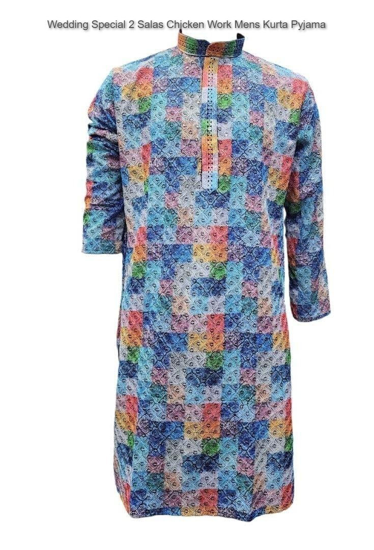 Wedding Special 2 Salas Chicken Work Mens Kurta Pyjama