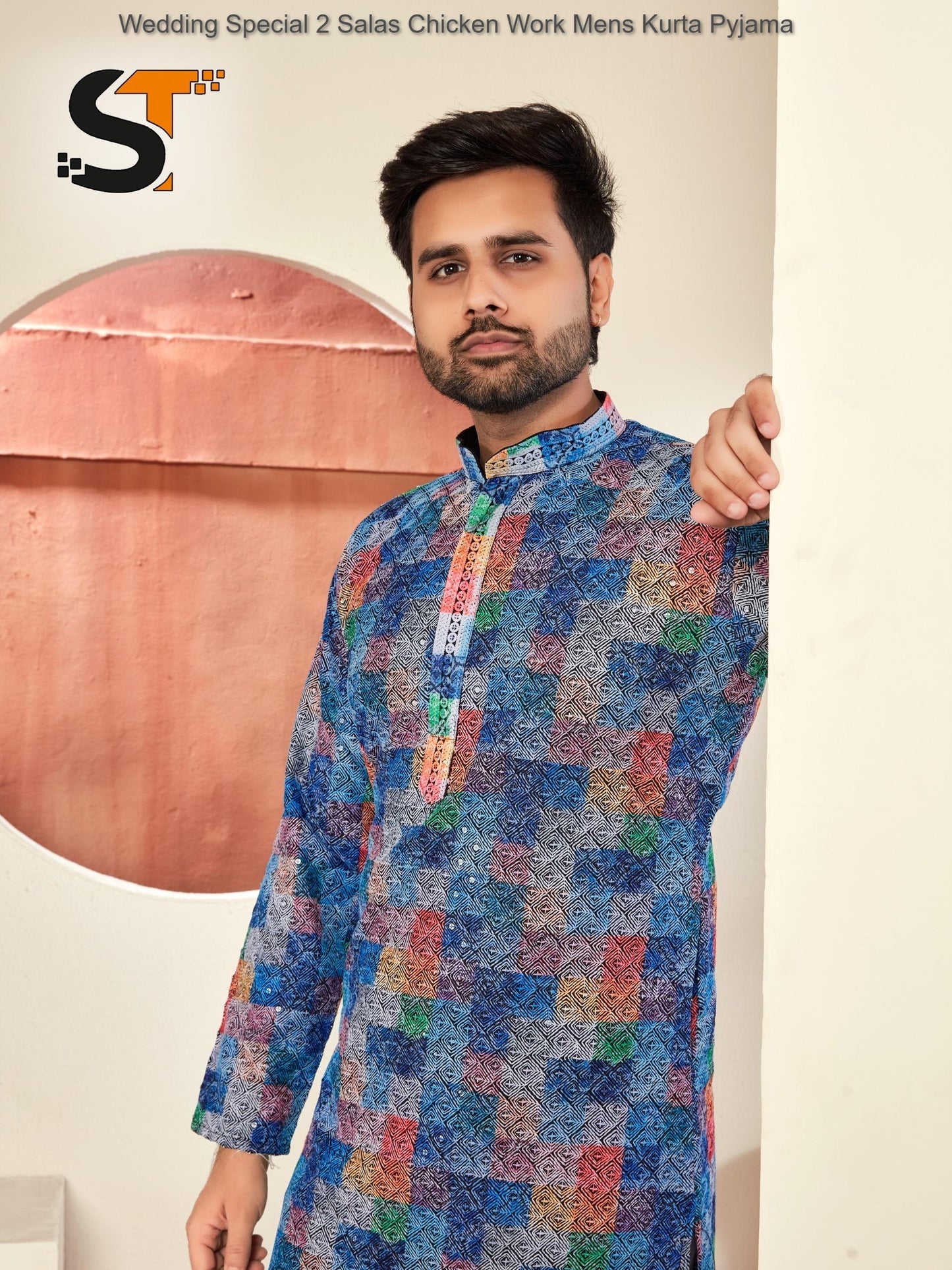Wedding Special 2 Salas Chicken Work Mens Kurta Pyjama