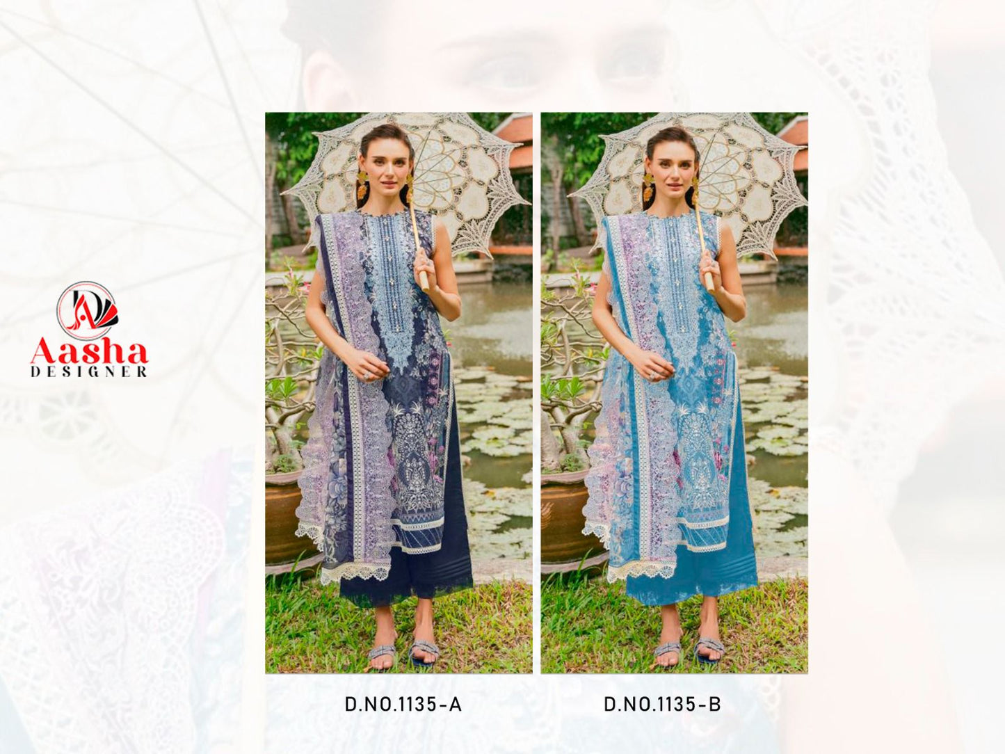 1135A Needle Wonder Vol 10 Aasha Designer Embroidery Pakistani Patch Suits