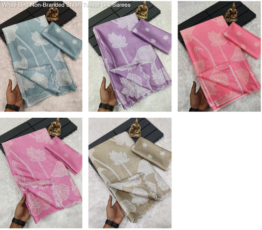 White Bird Non-Branded Stvan Tussar Silk Sarees