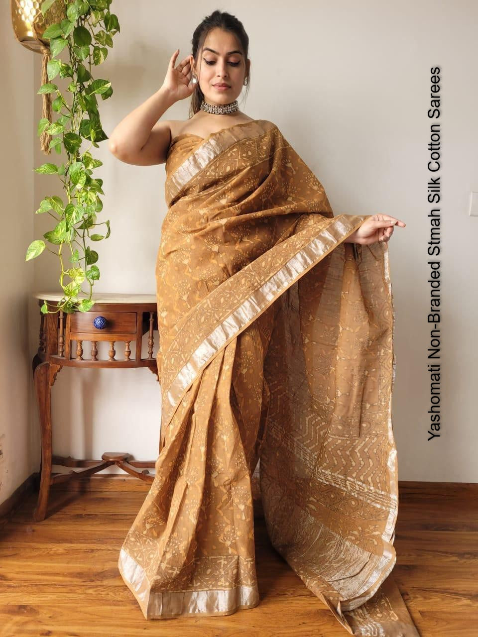 Yashomati Non-Branded Stmah Silk Cotton Sarees