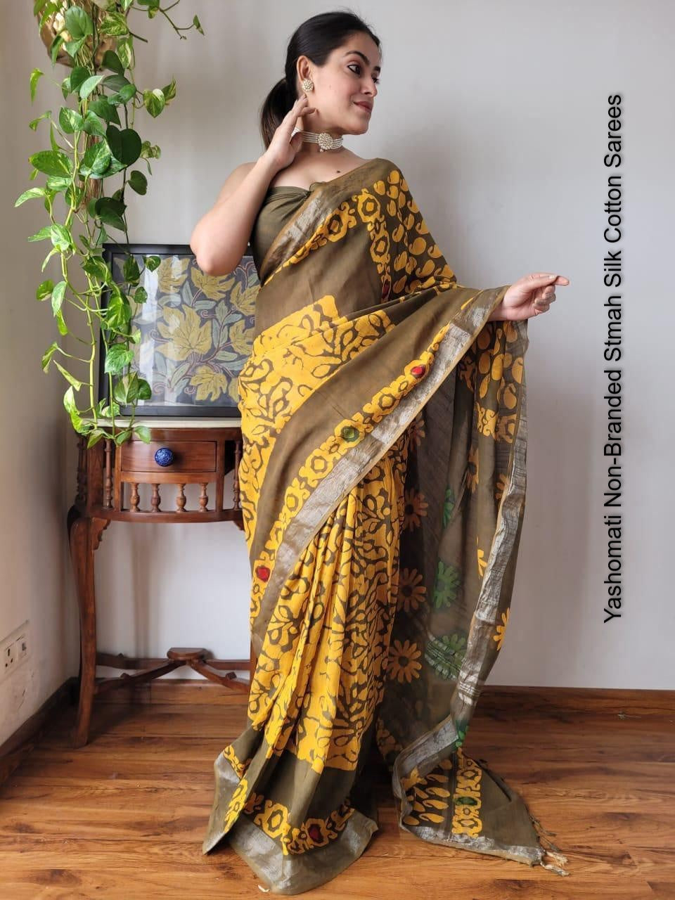 Yashomati Non-Branded Stmah Silk Cotton Sarees