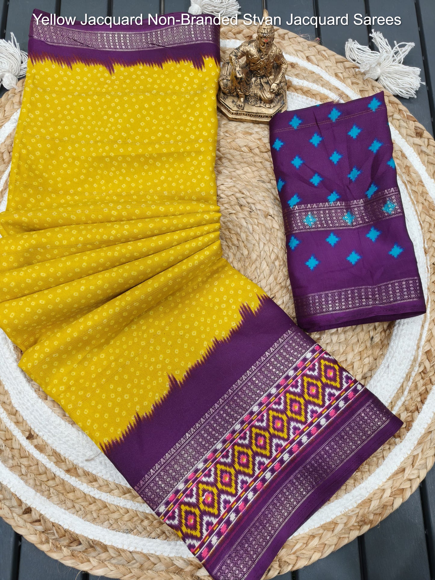 Yellow Jacquard Non-Branded Stvan Jacquard Sarees