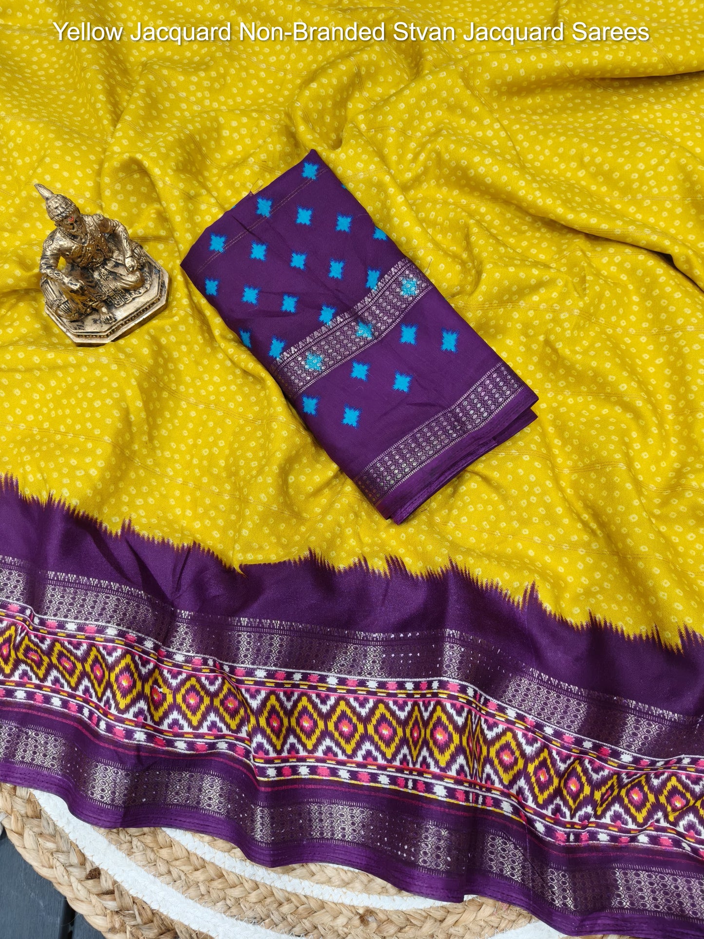 Yellow Jacquard Non-Branded Stvan Jacquard Sarees