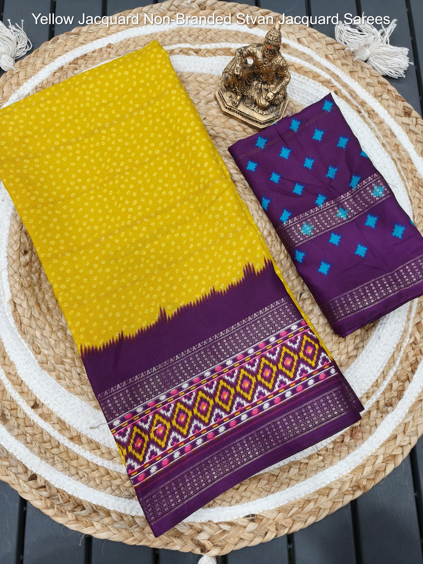 Yellow Jacquard Non-Branded Stvan Jacquard Sarees